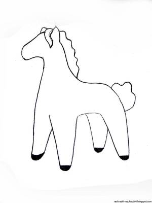 Раскраска дымковская лошадка для детей шаблоны #13 #300943