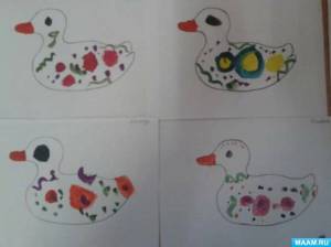 Раскраска дымковская утка для детей #5 #301010