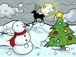 Раскраска елочка и снеговик #20 #304871