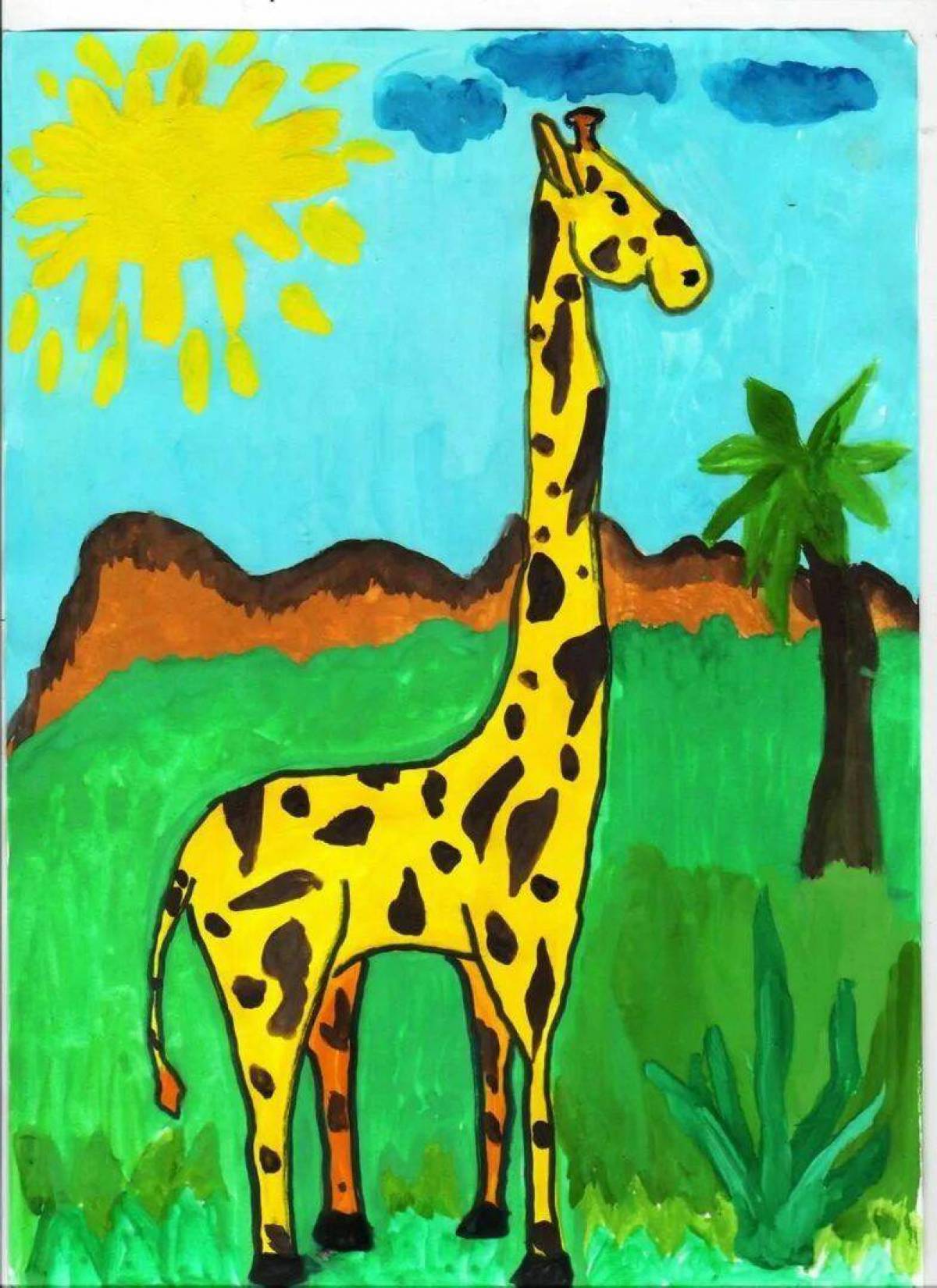 Животное рисунок 7 класс. Детские рисунки. Рисование для детей. Рисование красками для детей. Жираф для рисования детям.