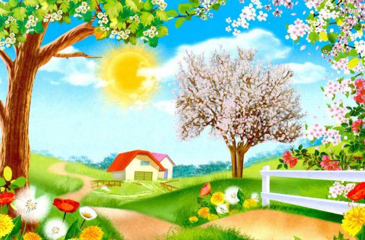 Весенний сад картинки для детей. Изображение весны для детей.