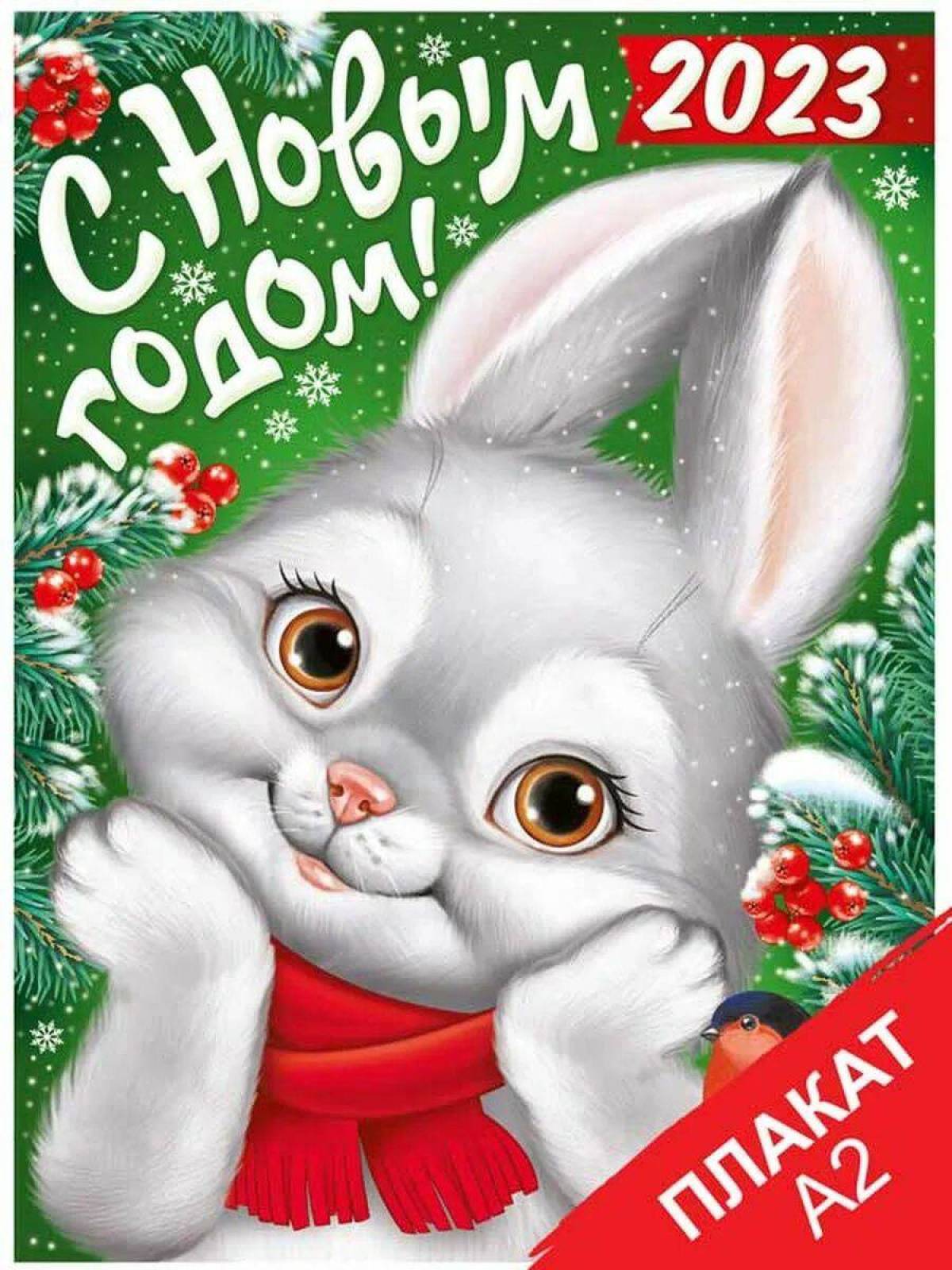 Удачного года 2023. Новогодний заяц. Новогодние открытки с зайцами. Поздравление с новым годом кролика. Открытка с новым годом с зайцем.