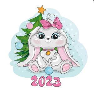 Раскраска заяц 2023 новый год #31 #312160