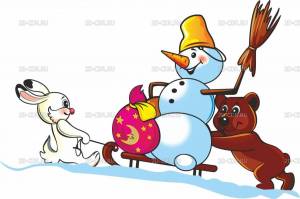 Раскраска заяц и снеговик #2 #312459