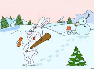 Раскраска заяц и снеговик #4 #312461