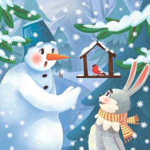 Раскраска заяц и снеговик #5 #312462