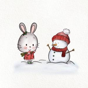 Раскраска заяц и снеговик #12 #312469