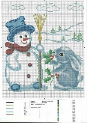 Раскраска заяц и снеговик #14 #312471