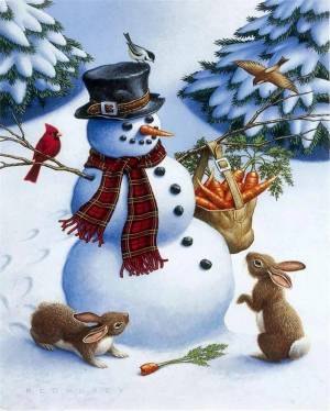 Раскраска заяц и снеговик #17 #312474