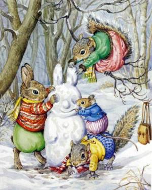 Раскраска заяц и снеговик #18 #312475
