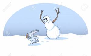 Раскраска заяц и снеговик #20 #312477