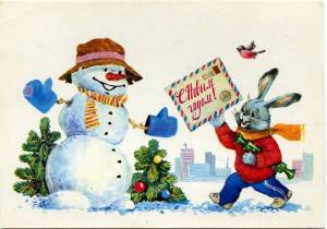Раскраска заяц и снеговик #26 #312483