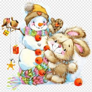 Раскраска заяц и снеговик #30 #312487