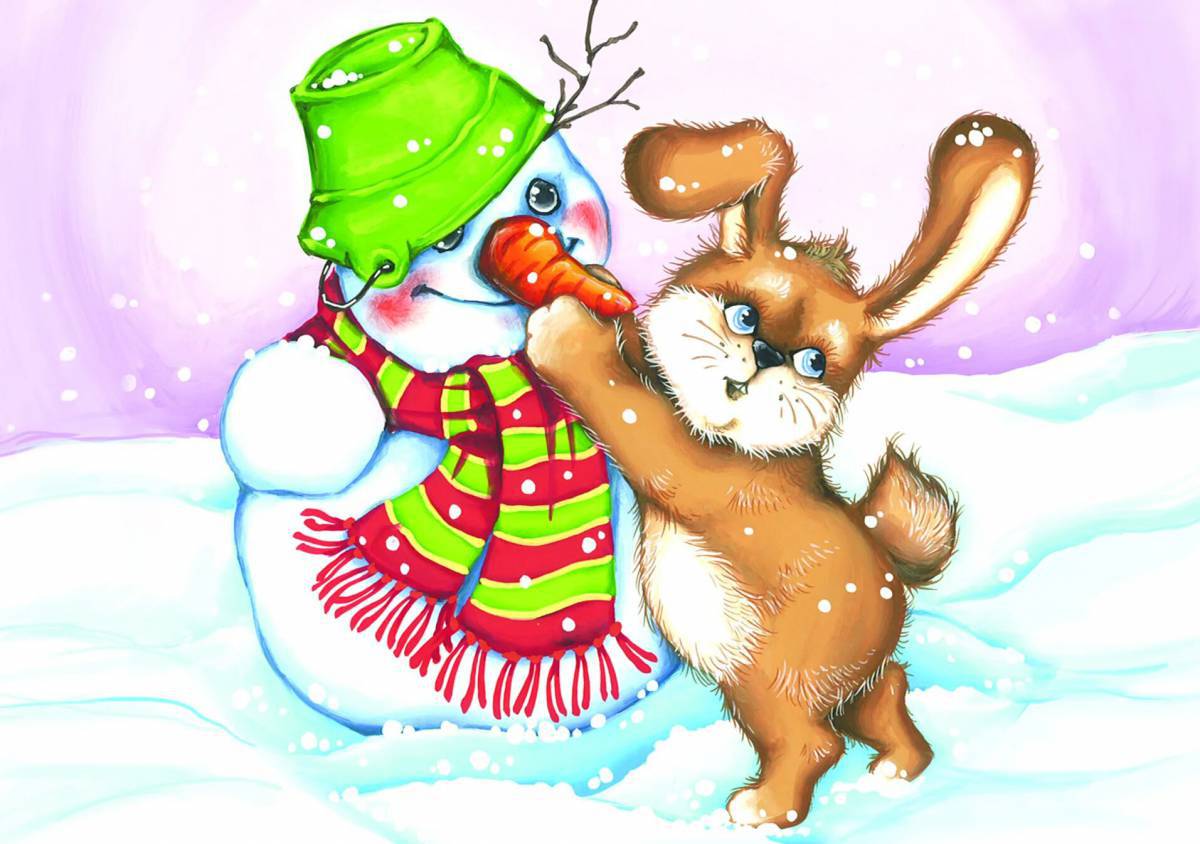 Заяц и снеговик #3