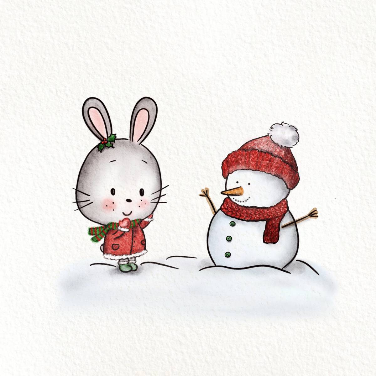 Заяц и снеговик #12