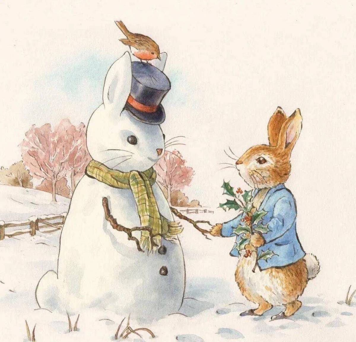 Заяц и снеговик #35