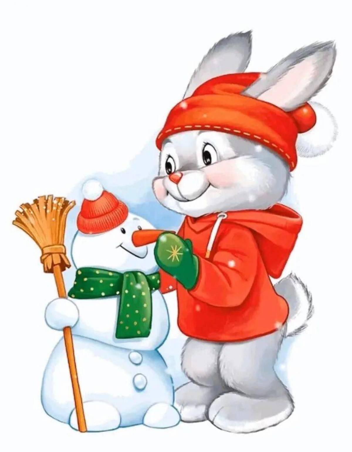 Заяц и снеговик #36