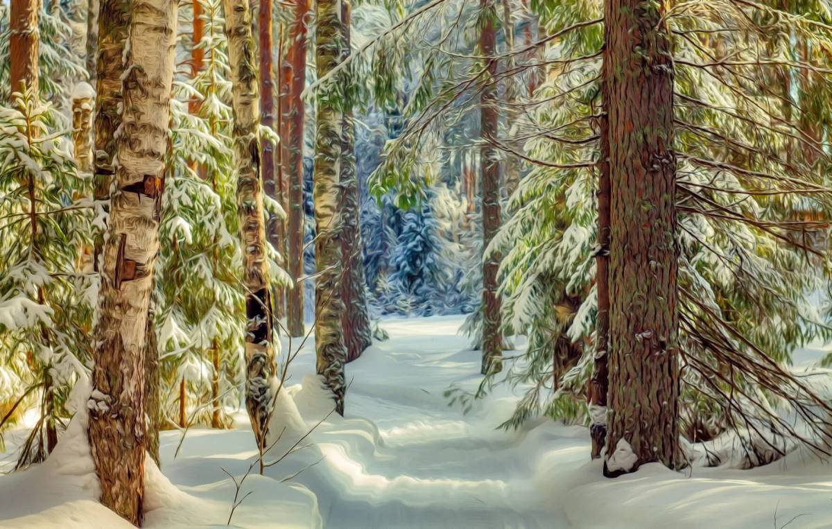 Зима в лесу для детей #8
