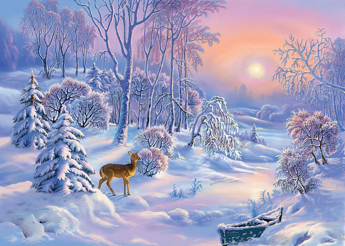 Зима в лесу для детей #12