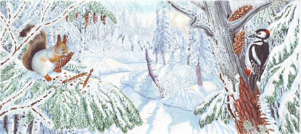 Зима в лесу для детей #13