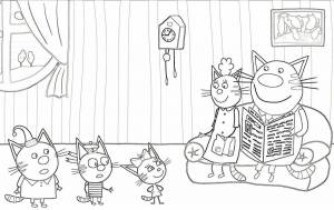 Раскраска 3 кота для детей 3 4 лет #1 #29793