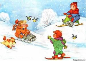 Раскраска зимние забавы для детей 3 4 #5 #316193