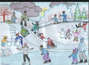 Раскраска зимние игры и забавы детей #6 #316386