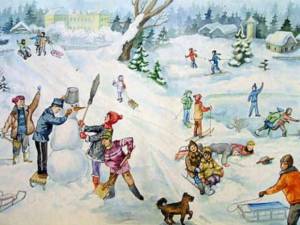 Раскраска зимние игры и забавы детей #9 #316389