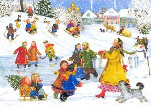 Раскраска зимние игры и забавы детей #15 #316395