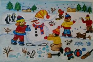 Раскраска зимние развлечения детей 5 лет #14 #316663