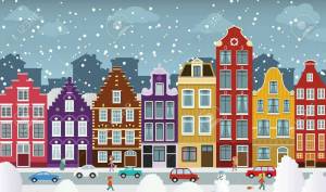 Раскраска зимний город для детей #4 #316807