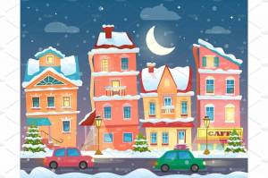 Раскраска зимний город для детей #5 #316808