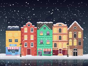 Раскраска зимний город для детей #23 #316826
