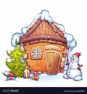 Раскраска зимний домик для детей #15 #316886