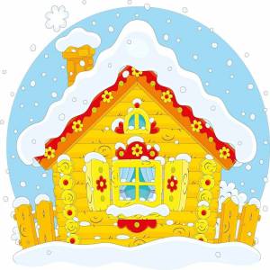 Раскраска зимний домик для детей #26 #316897