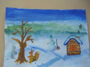 Раскраска зимний пейзаж 2 класс #2 #317015