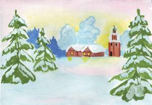 Раскраска зимний пейзаж 2 класс #4 #317017