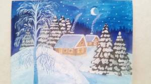 Раскраска зимний пейзаж 2 класс #11 #317024