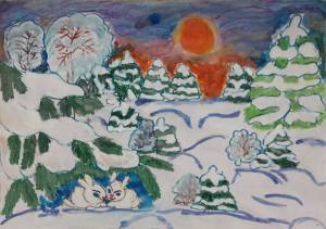 Раскраска зимний пейзаж 2 класс #21 #317034