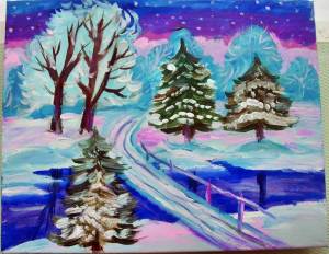 Раскраска зимний пейзаж 2 класс #25 #317038
