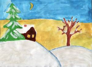 Раскраска зимний пейзаж 2 класс #36 #317049