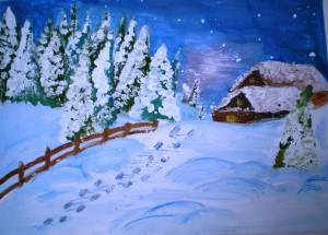 Раскраска зимний пейзаж 2 класс #39 #317052