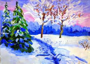 Раскраска зимний пейзаж для детей 10 лет #2 #317054