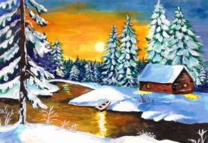 Раскраска зимний пейзаж для детей 10 лет #6 #317058