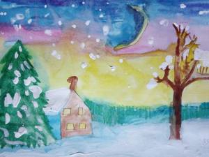 Раскраска зимний пейзаж для детей 10 лет #7 #317059