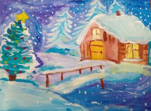 Раскраска зимний пейзаж для детей 10 лет #8 #317060