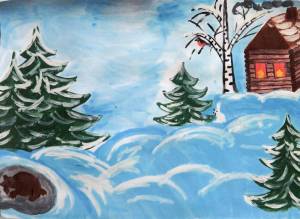 Раскраска зимний пейзаж для детей 10 лет #35 #317087