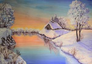 Раскраска зимний пейзаж для детей 10 лет #36 #317088