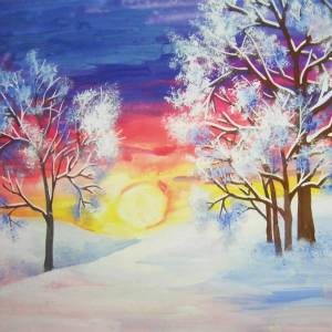 Раскраска зимний пейзаж для детей 10 лет #37 #317089