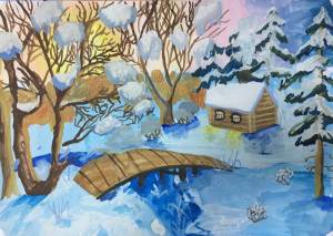 Раскраска зимний пейзаж для детей 3 4 лет #17 #317106
